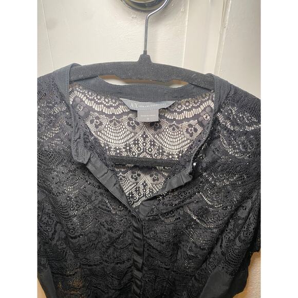 Armani Exchange Lace Blouse - Sheer, Button Up, Short Sleeve - Small - Picture 3 of 13